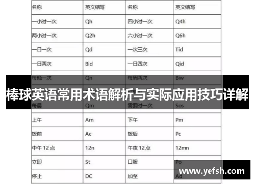 棒球英语常用术语解析与实际应用技巧详解